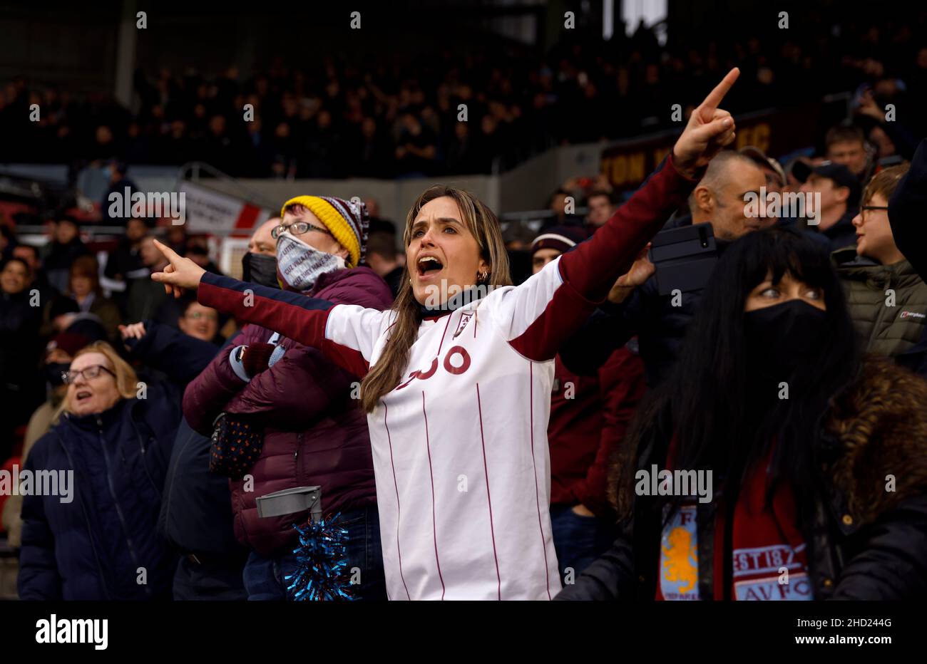 Aston Villa fans in the stands during the Premier League match at the ...