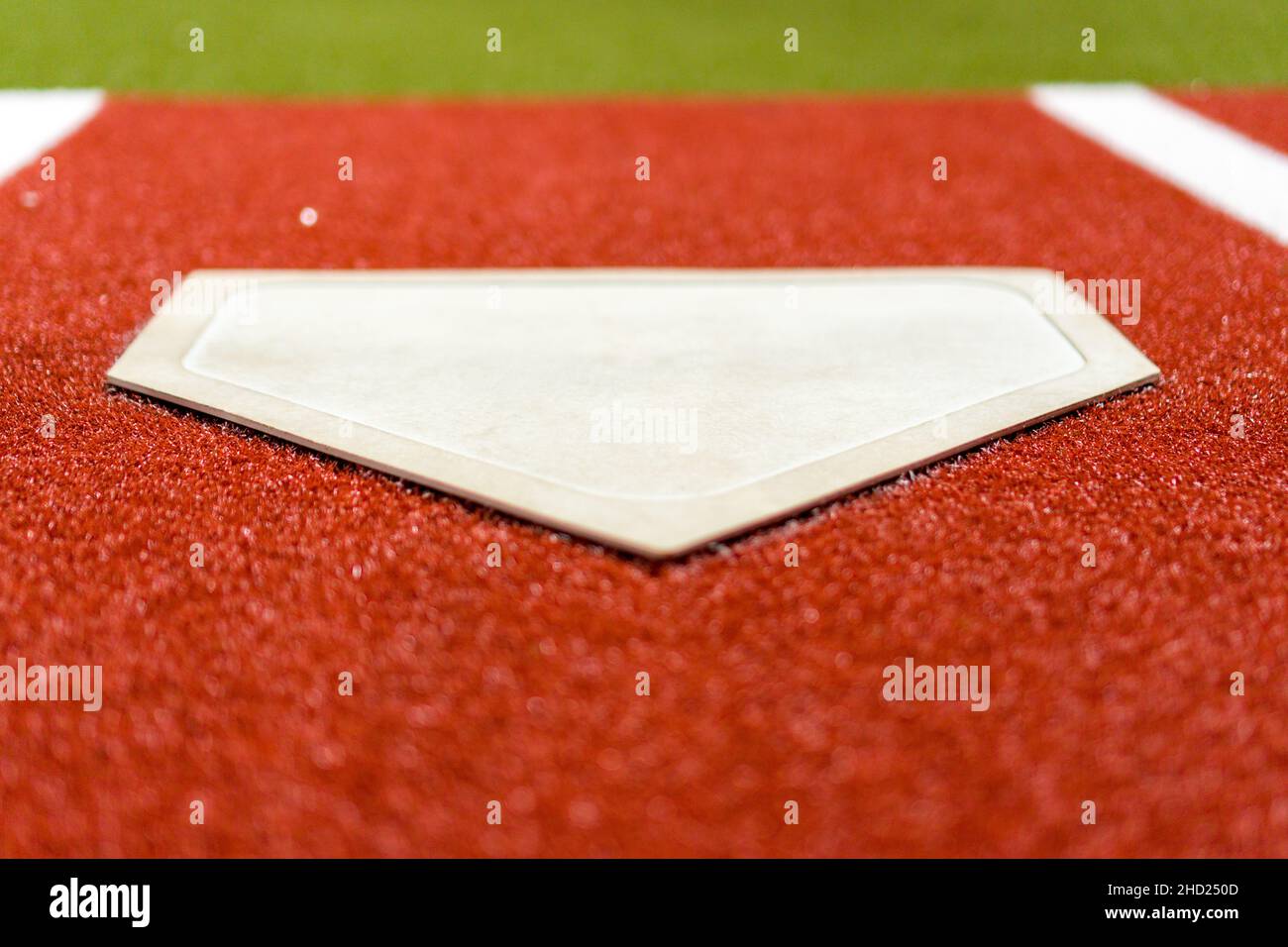 High angle shot of a batting mat on the red lane Stock Photo