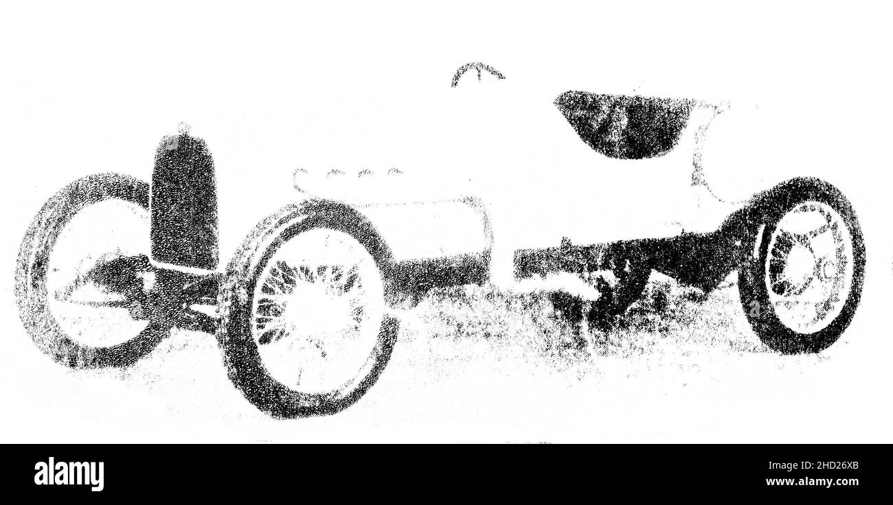 Old automobile. Handmade illustration isolated on white background Stock Photo