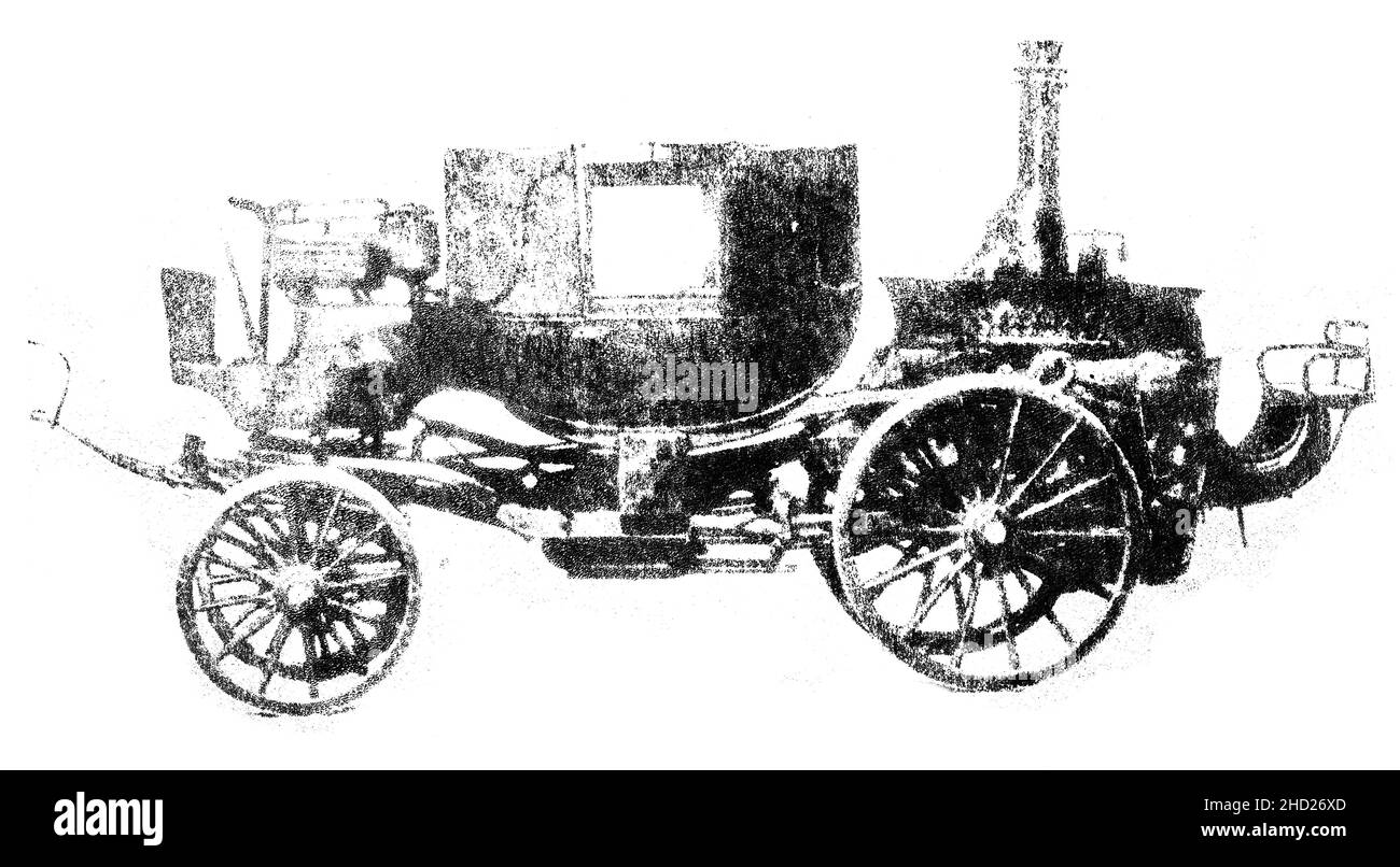 Old automobile cart. Handmade illustration isolated on white background. Stock Photo