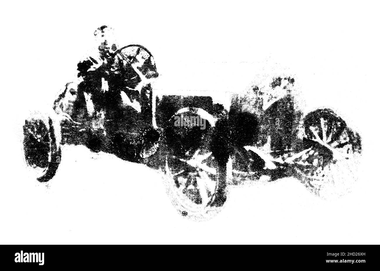 Old automobile racing car. Handmade illustration isolated on white background Stock Photo