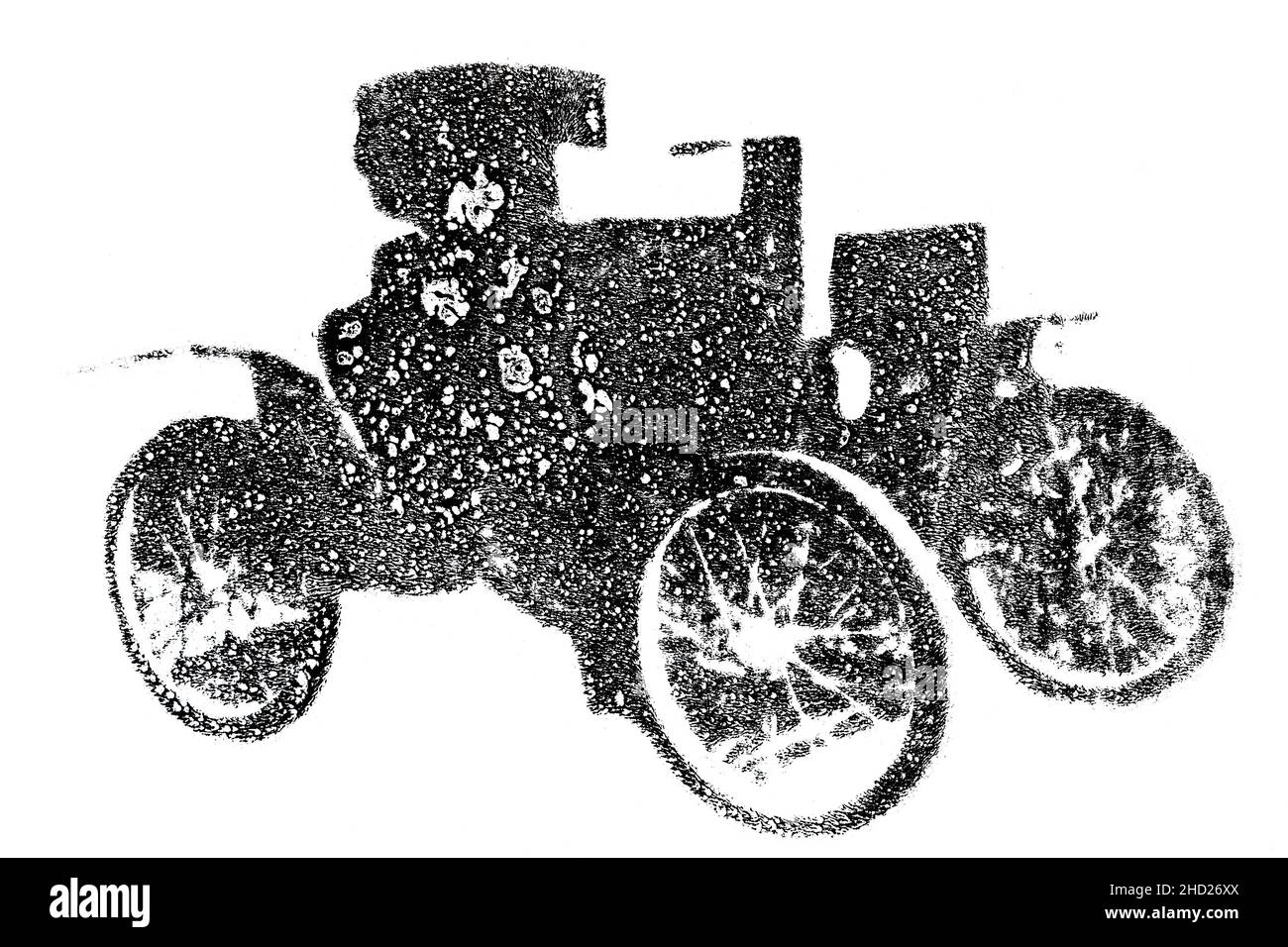 Old automobile. Handmade illustration isolated on white background Stock Photo