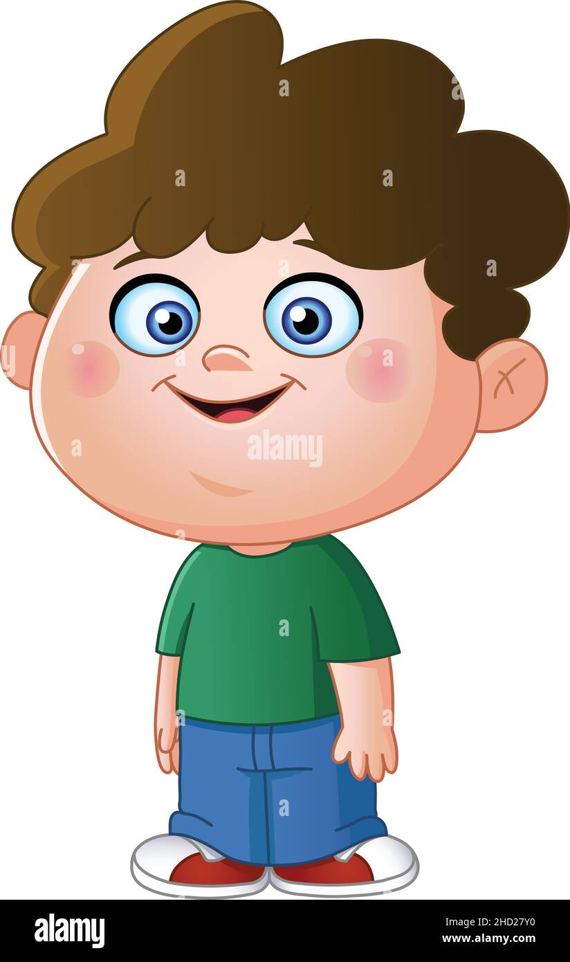 Happy little boy with curly hair Stock Vector