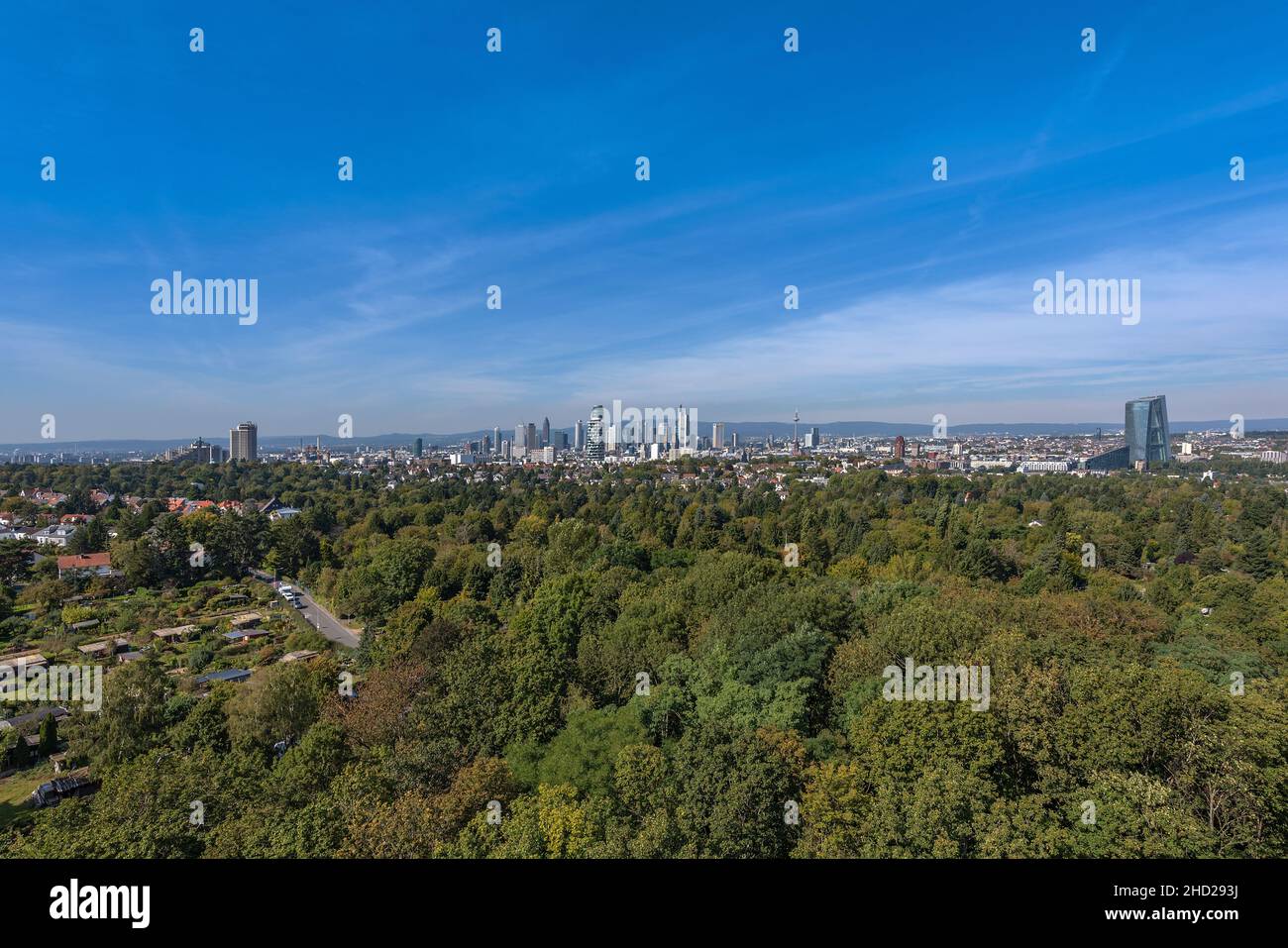 View of the Frankfurt skyline from the Goetheturm viewpoint, Hesse, Germany Stock Photo
