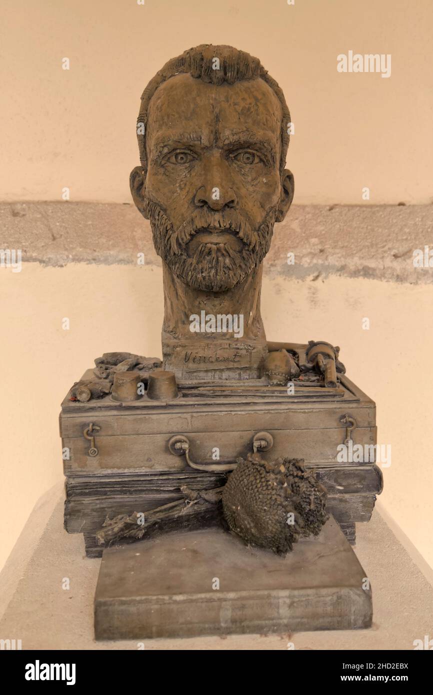 bust of Vincent van Gogh,  Espace van Gogh,Arles,Provence,France Stock Photo