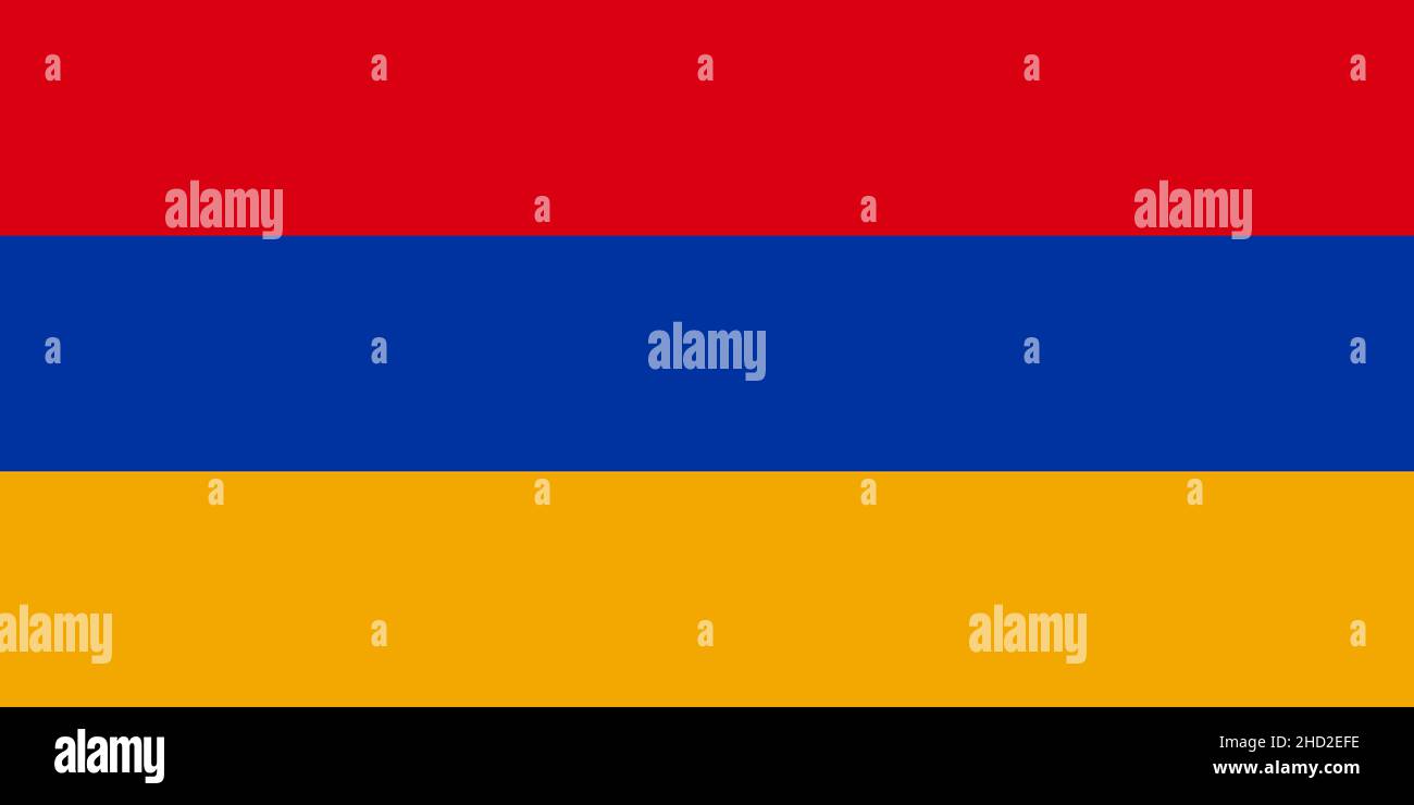 Armenian National Flag Vector Illustration as EPS. The national flag of Armenia, the Armenian Tricolour, consists of three horizontal bands. Stock Photo