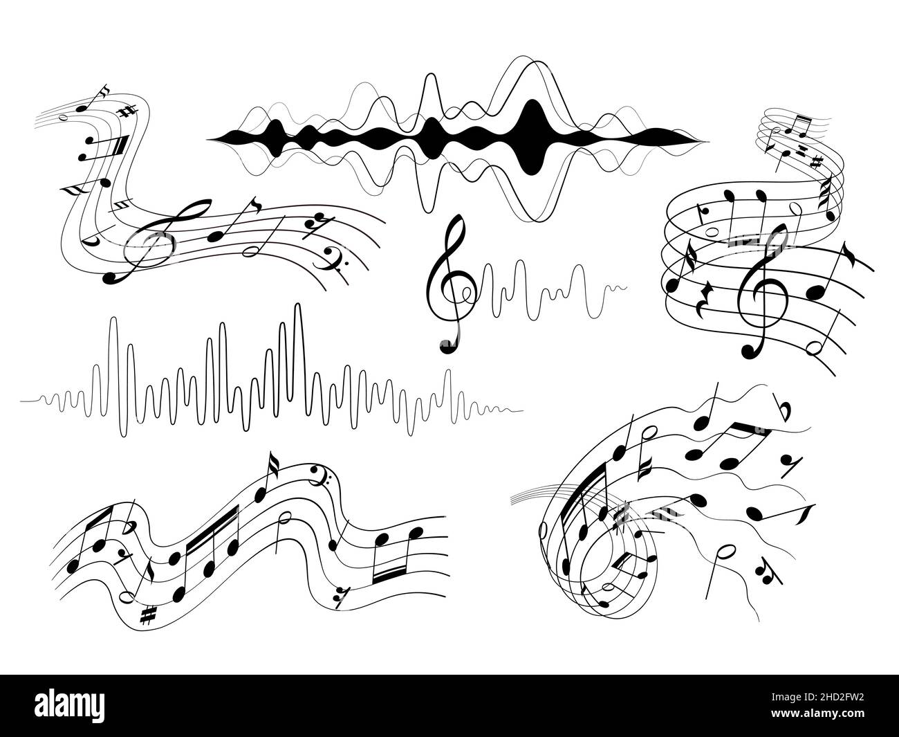Music notes musical elements vector illustration on white background ...