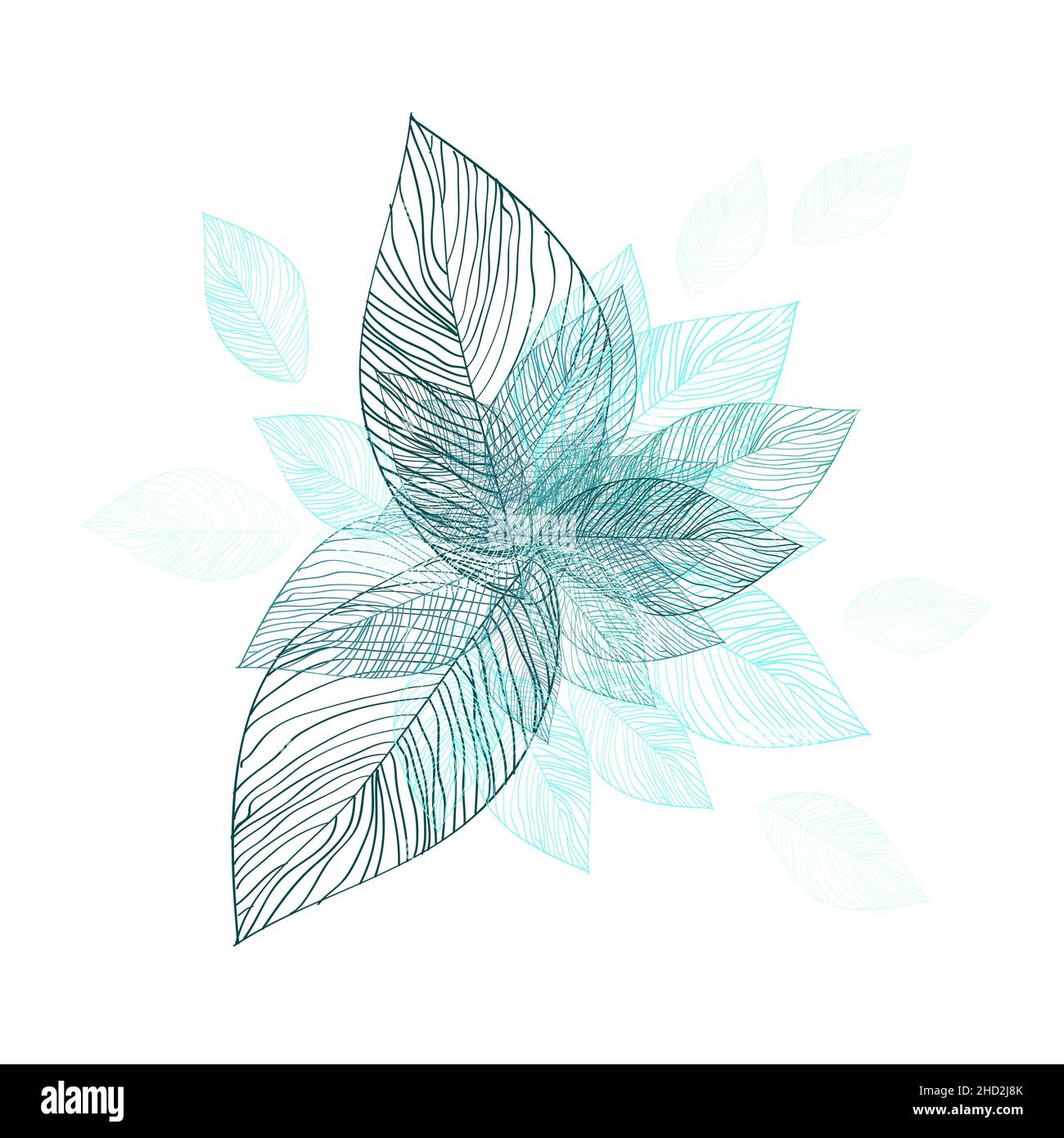 Abstraction blue skeletonized leaves. Vector illustration Stock Vector
