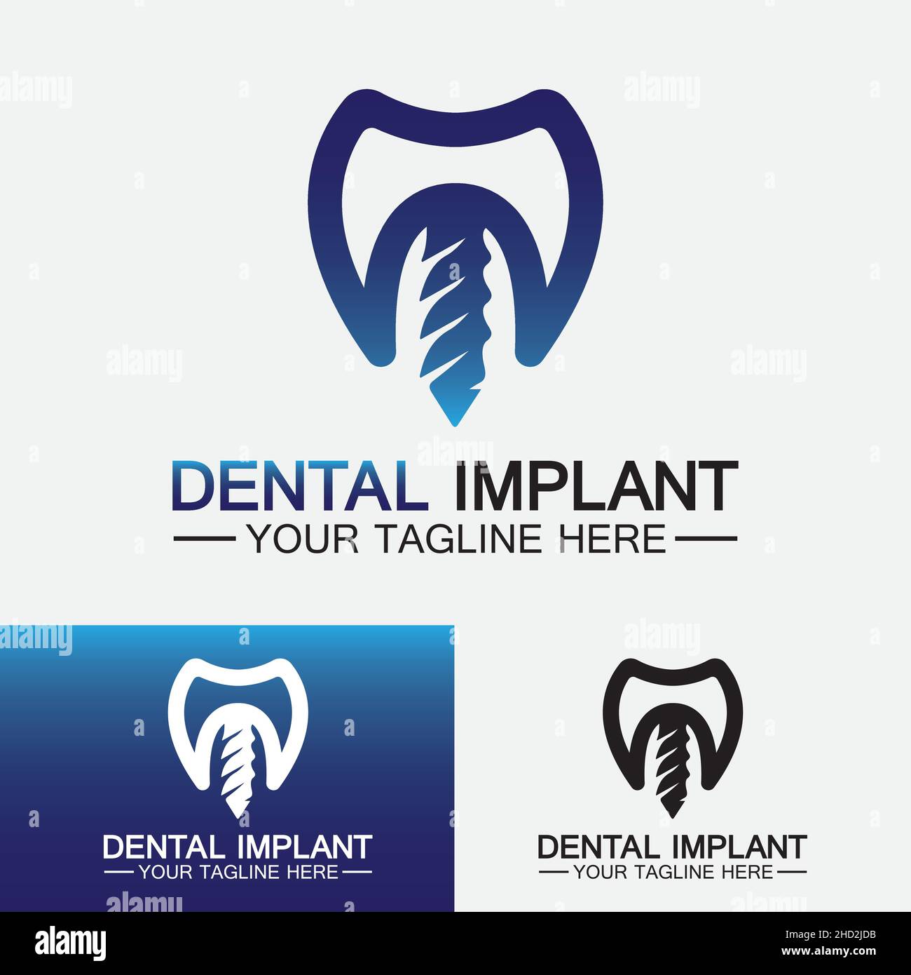 Dental implant logo vector designs concept , Dental Clinic &Care logo
