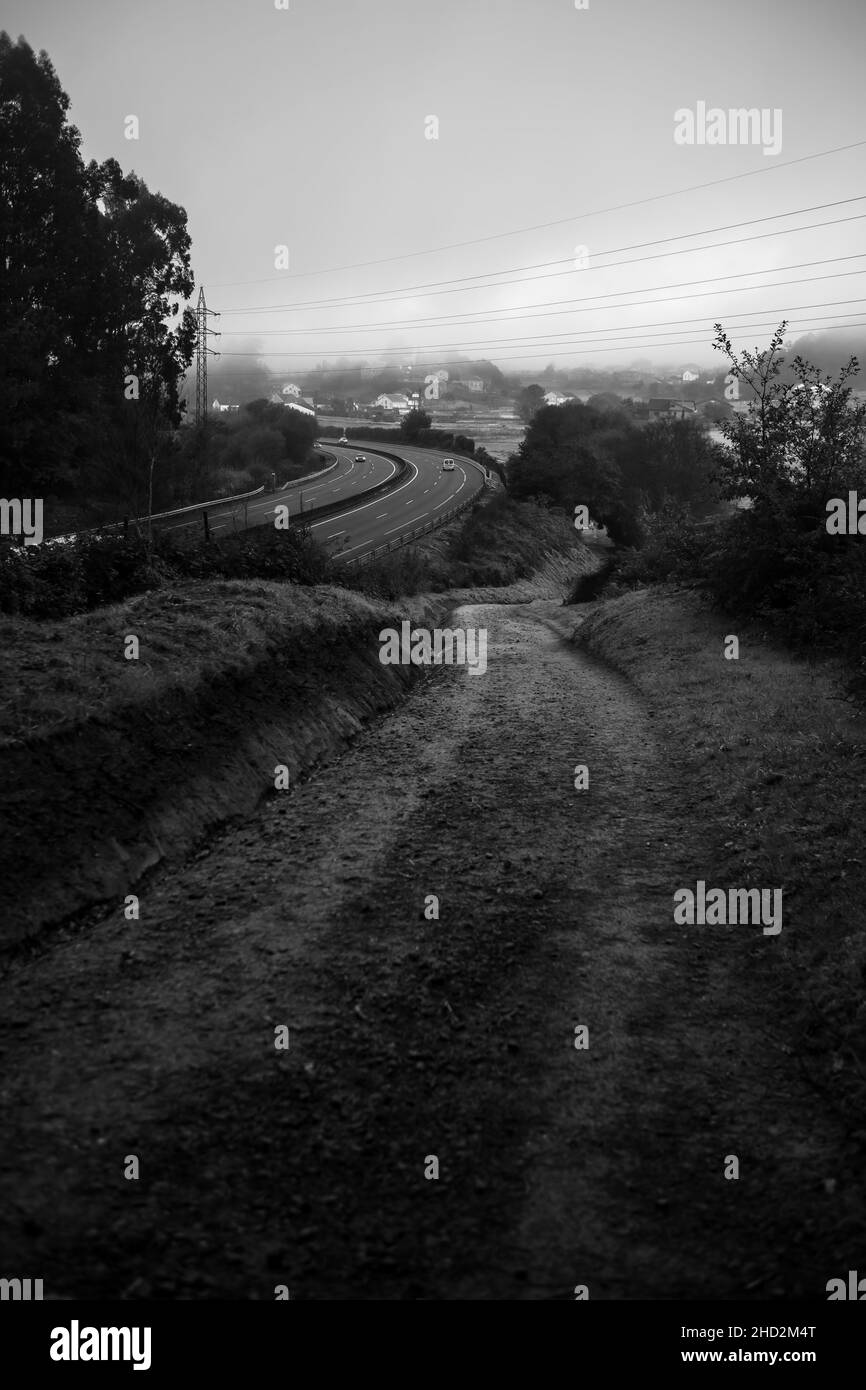 Rural motorway Black and White Stock Photos & Images - Alamy