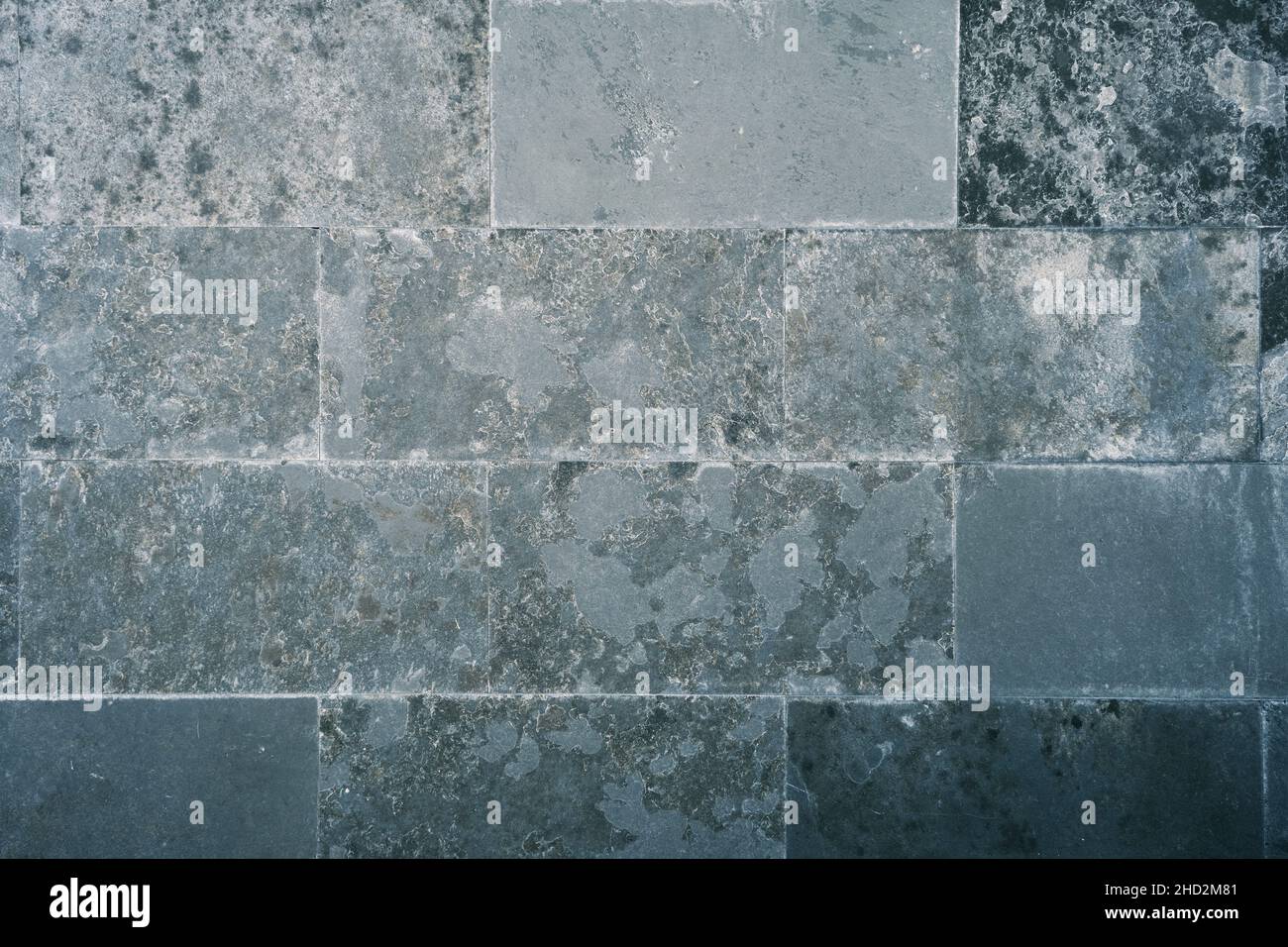 Gray ceramic wall tiles with oxidized effect and grungy texture Stock Photo