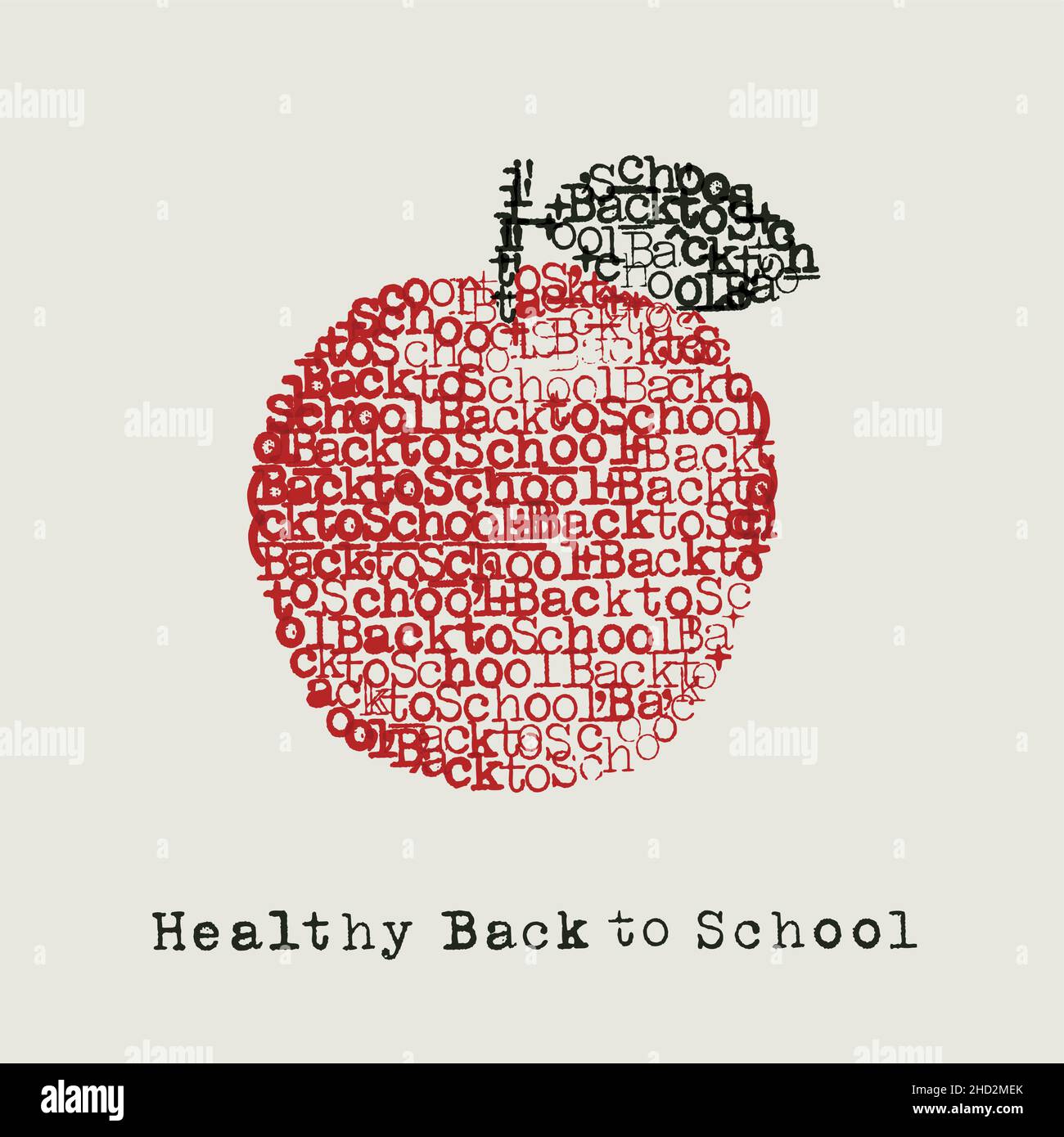 healthy back to school in typewriter art vector illustration on white background Stock Vector