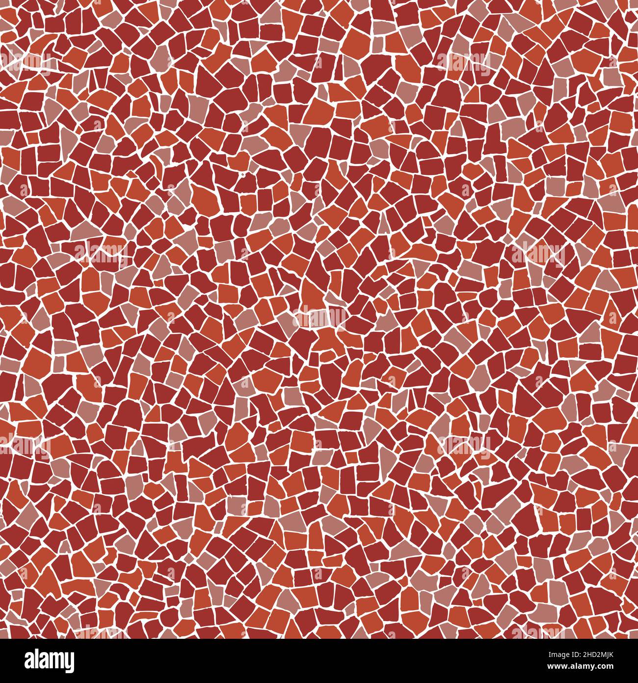 Red broken tiles (trencadis) seamless pattern Stock Vector