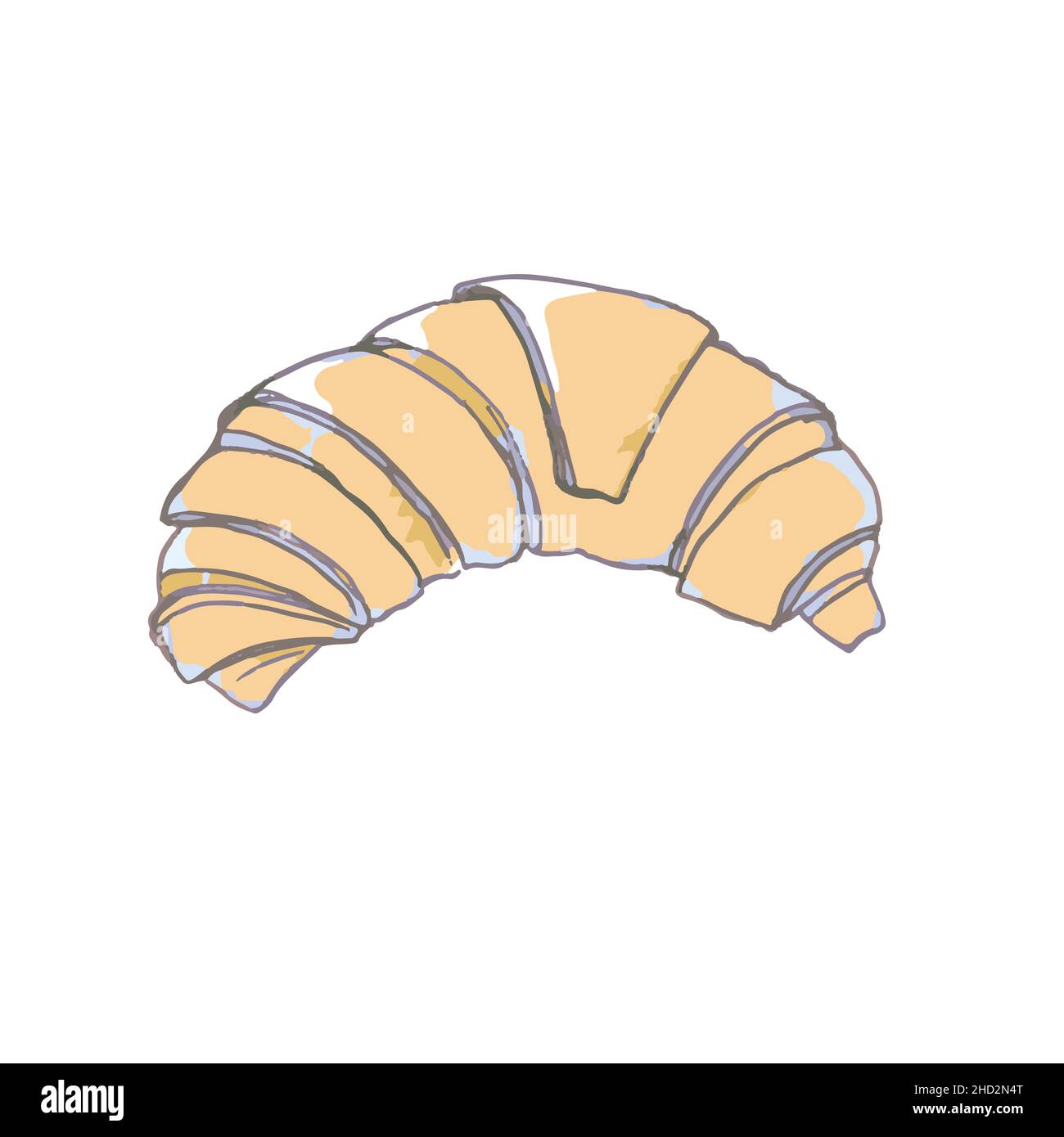 Croissant Doodle, a hand drawn vector doodle illustration of a ...