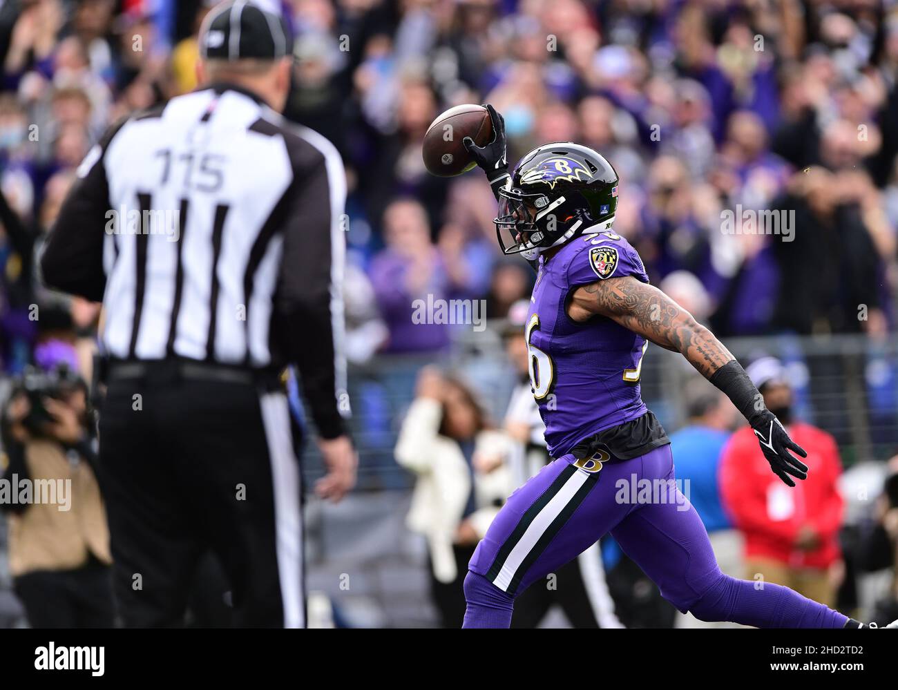 Baltimore, USA. 18th Sep, 2022. Miami Dolphins wide receiver Tyreek Hill  (10) is tackled by Baltimore Ravens safety Chuck Clark (36) during the  second half at M&T Bank Stadium in Baltimore, Maryland