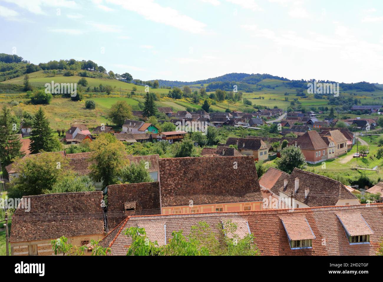 Village of Biertan, (Birthälm) and surrounding landscape, Sibiu County ...