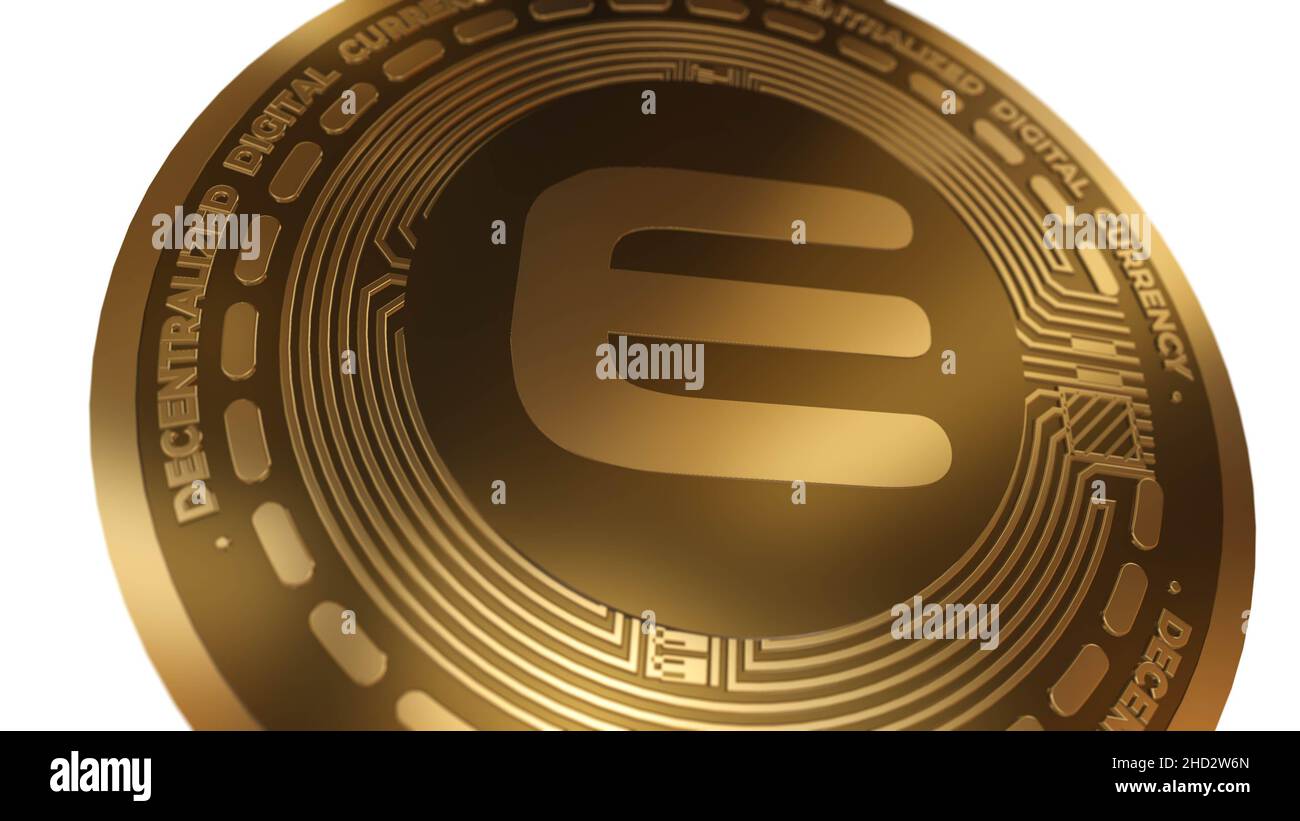 Golden Cryptocurrency of Enjin Coin ENJ Sign Isolated on a White Background  Stock Photo - Alamy