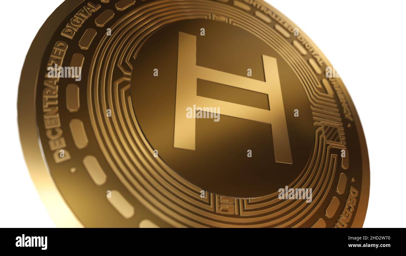 3D Render of Gold Hedera HBAR Cryptocurrency Sign Isolated on a White  Background Stock Photo - Alamy
