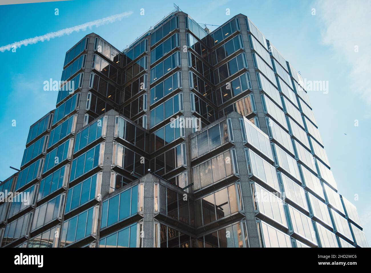 Detail of a modern building in blue tones Stock Photo