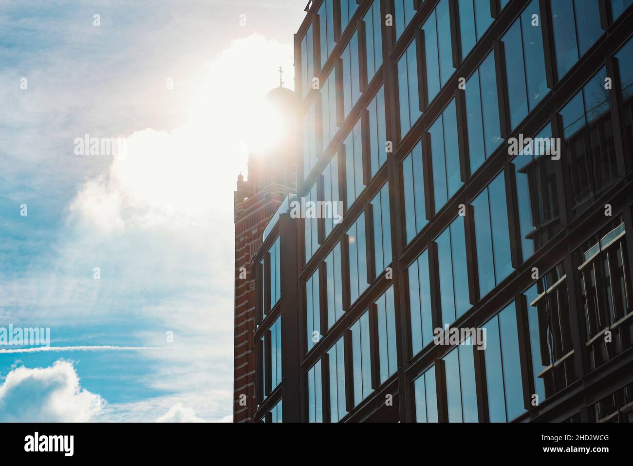 Detail of a modern building in blue tones Stock Photo - Alamy