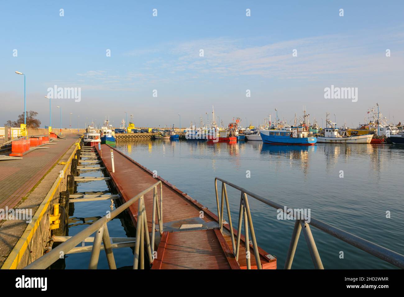 Boats docked in Wladyslawowo port. The Wladyslawowo is one of the most popular places in Kashubia. Baltic Sea, Poland. Europe Stock Photo
