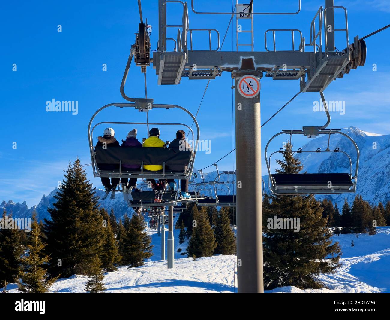 Chair lift in french alps, Europe Stock Photo