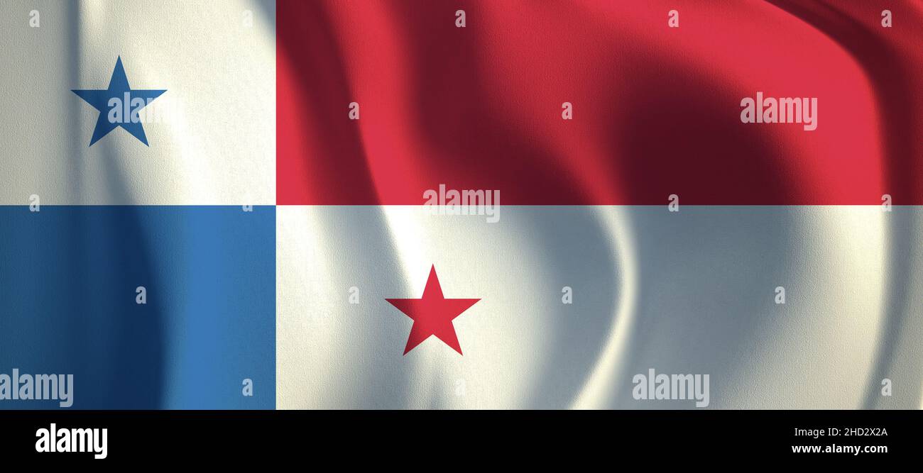 Flag of Panama waving in the wind. illustration background flag. Stock Photo