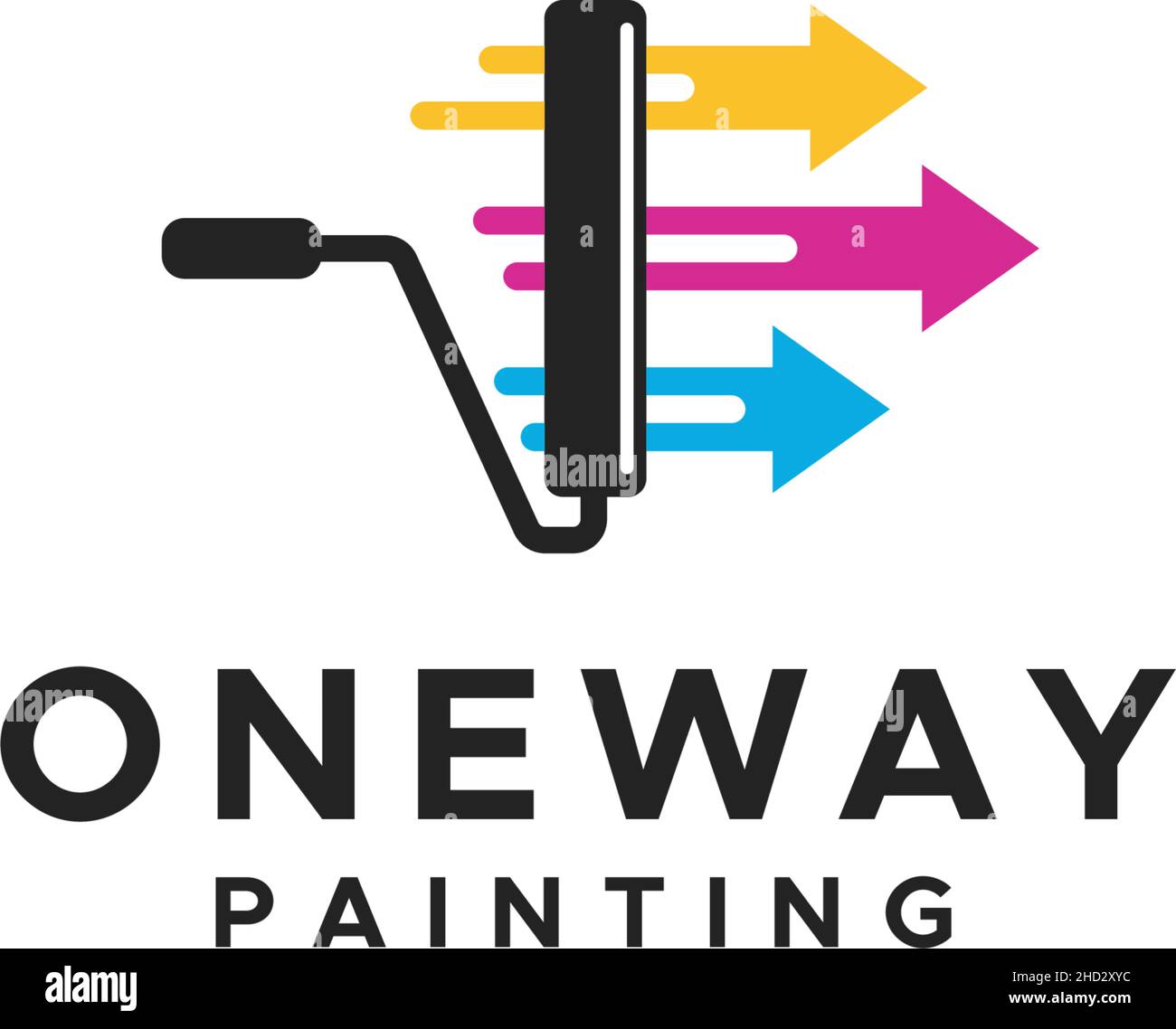 Modern colorful design ONEWAY PAINTING logo design Stock Vector