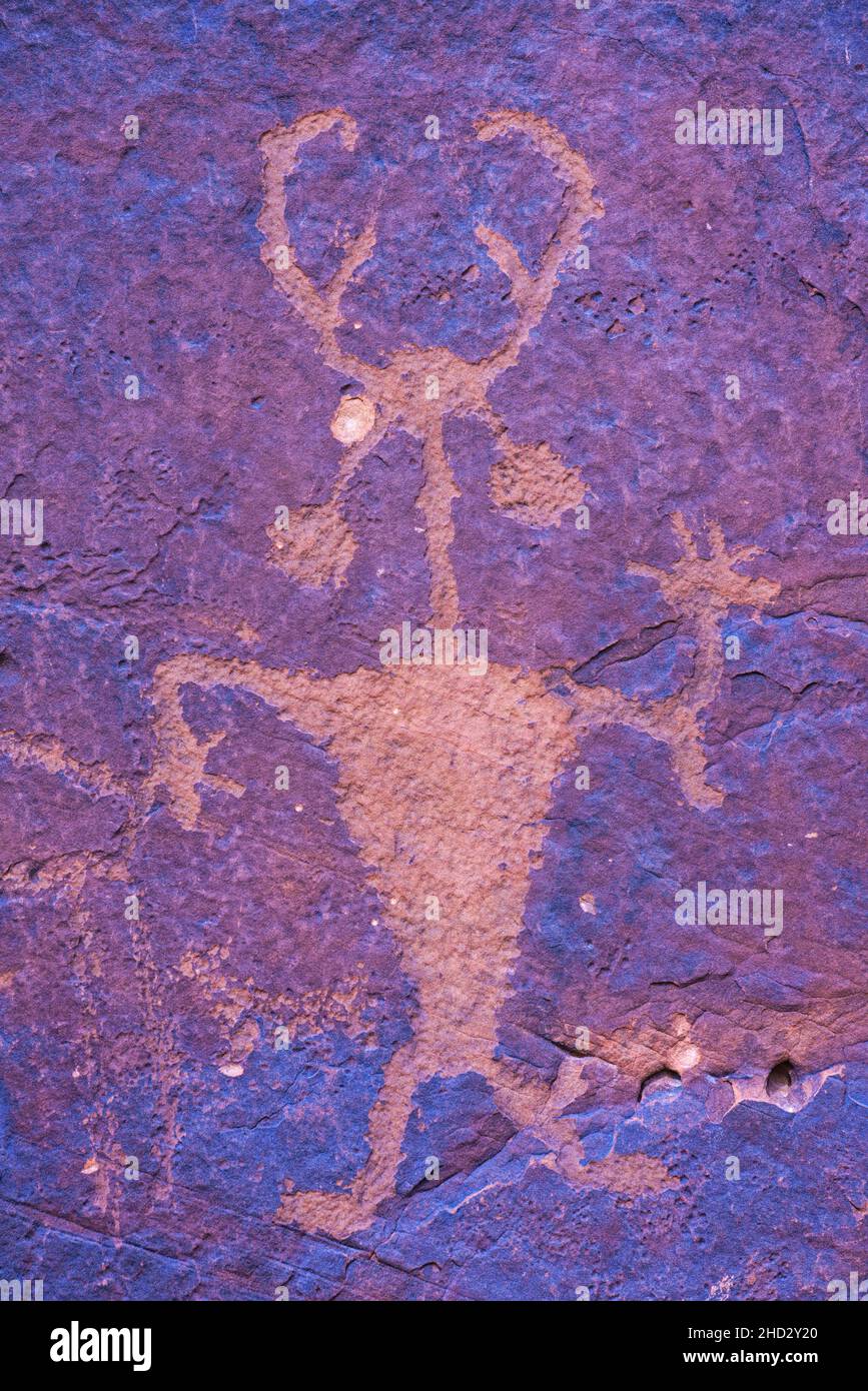 Ancient rock art known as Moab Man in Moab, Utah Stock Photo - Alamy