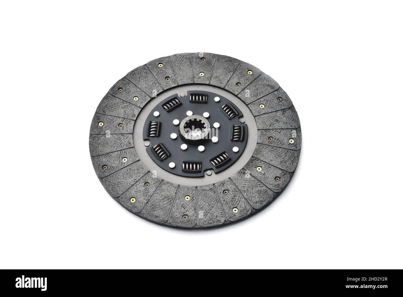 Clutch disc, car clutch disc, car transmission, white background, closeup selective focus Stock