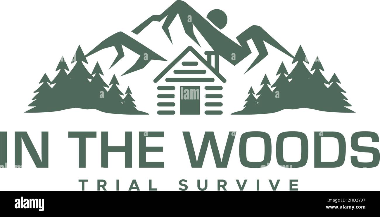 Modern design IN THE WOODS home tree logo design Stock Vector