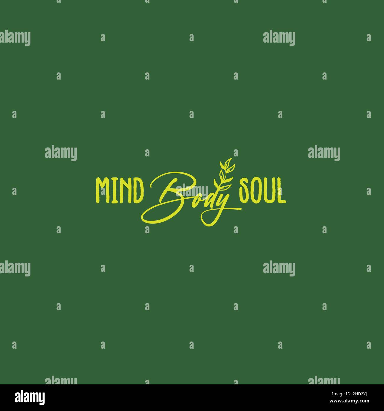 Flat letter mark MIND BODY SOUL leaf logo design Stock Vector