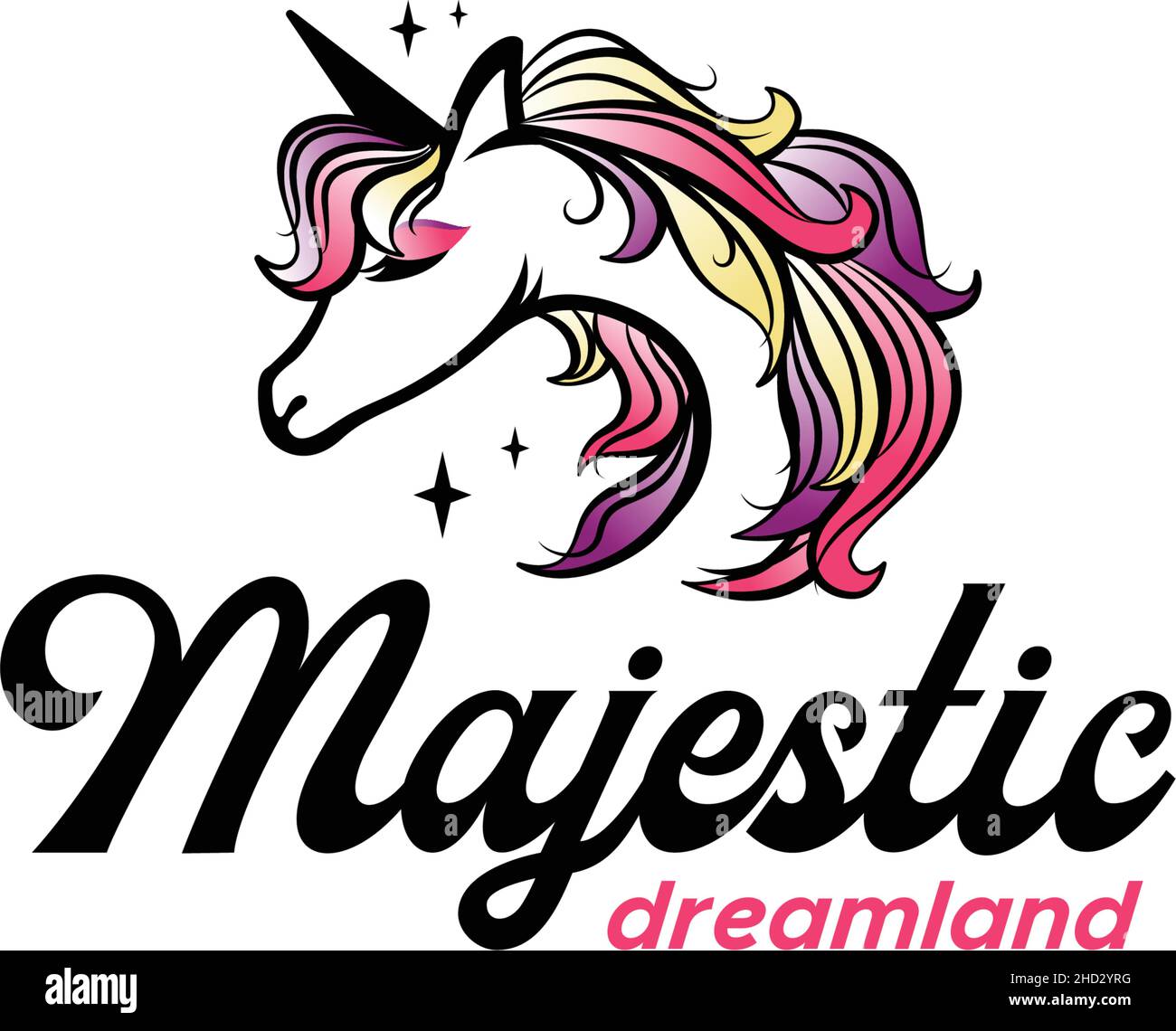 Modern colorful design MAJESTIC horse logo design Stock Vector
