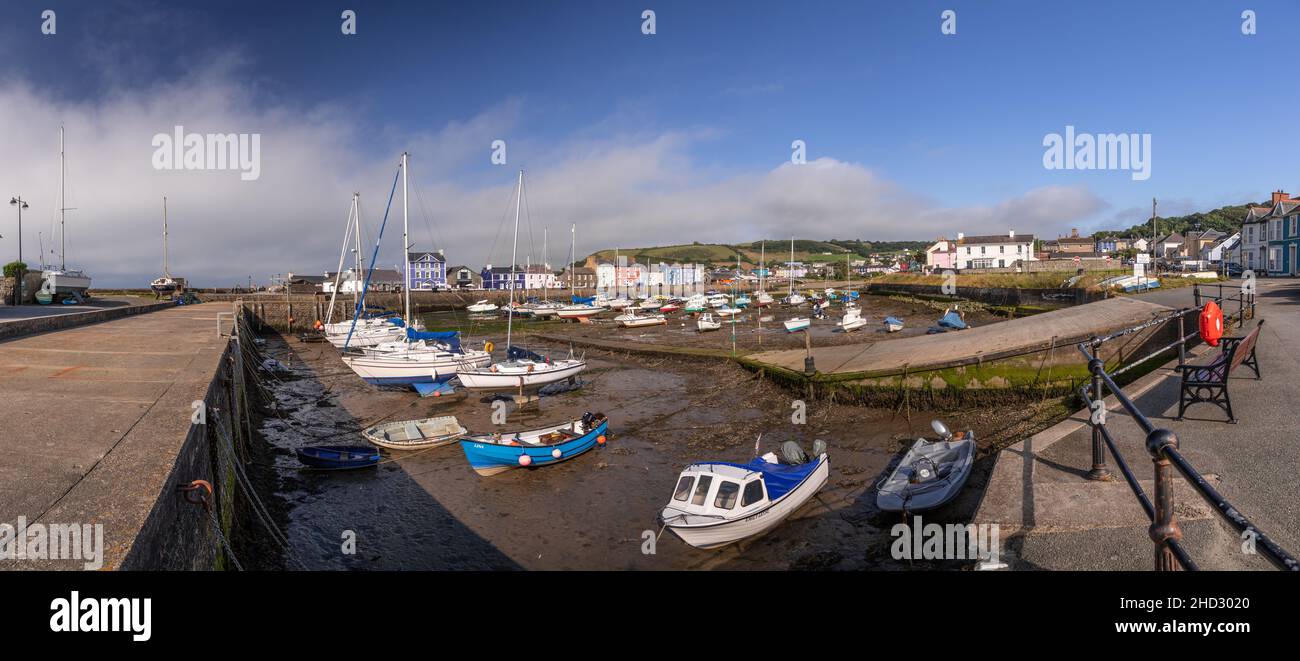 Panoramic view of Aberaeron harbour, Ceredigion, Wales Stock Photo