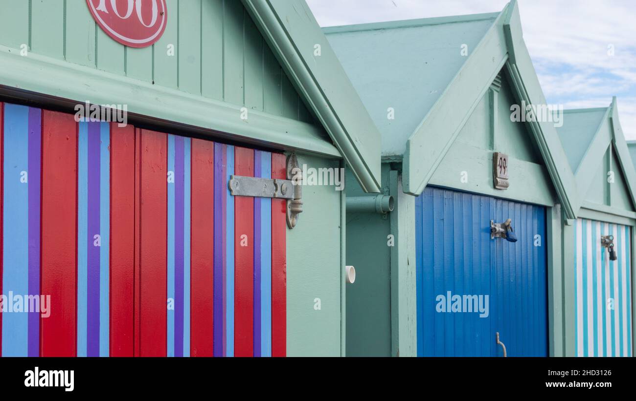 Wooden Beach Huts Stock Photo