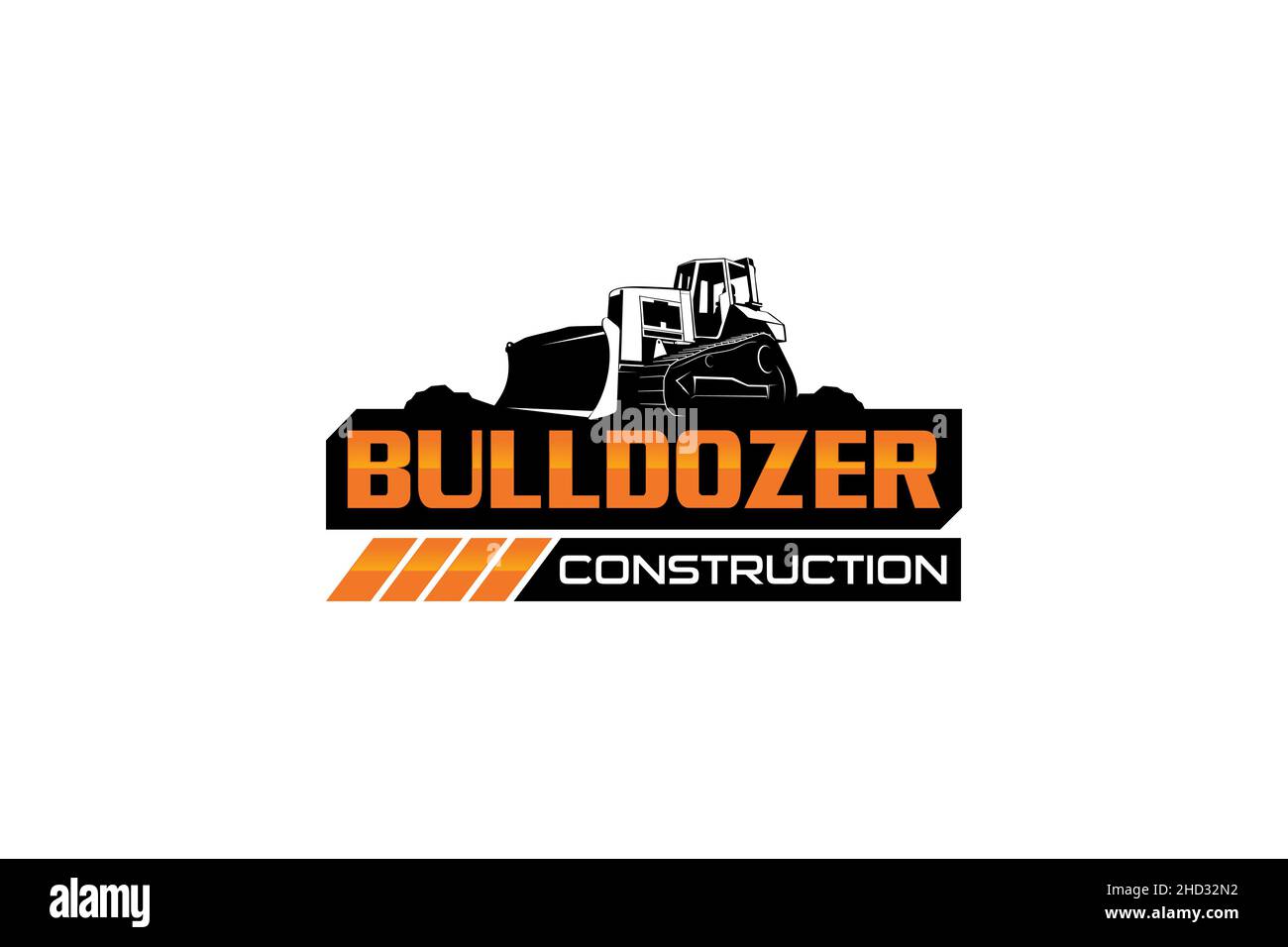 Bulldozer logo template vector. Heavy equipment logo vector for construction company. Creative excavator illustration Stock Vector