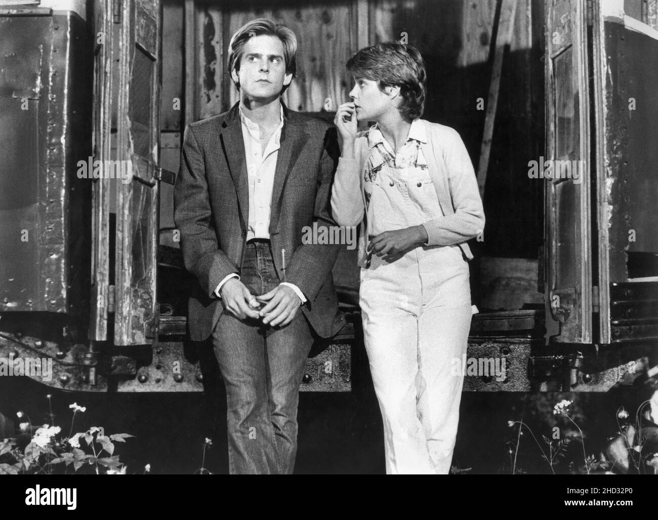 David Marshall Grant, Sarah Holcomb, on-set of the film, "Happy Birthday Gemini", United Artists, 1980 Stock Photo