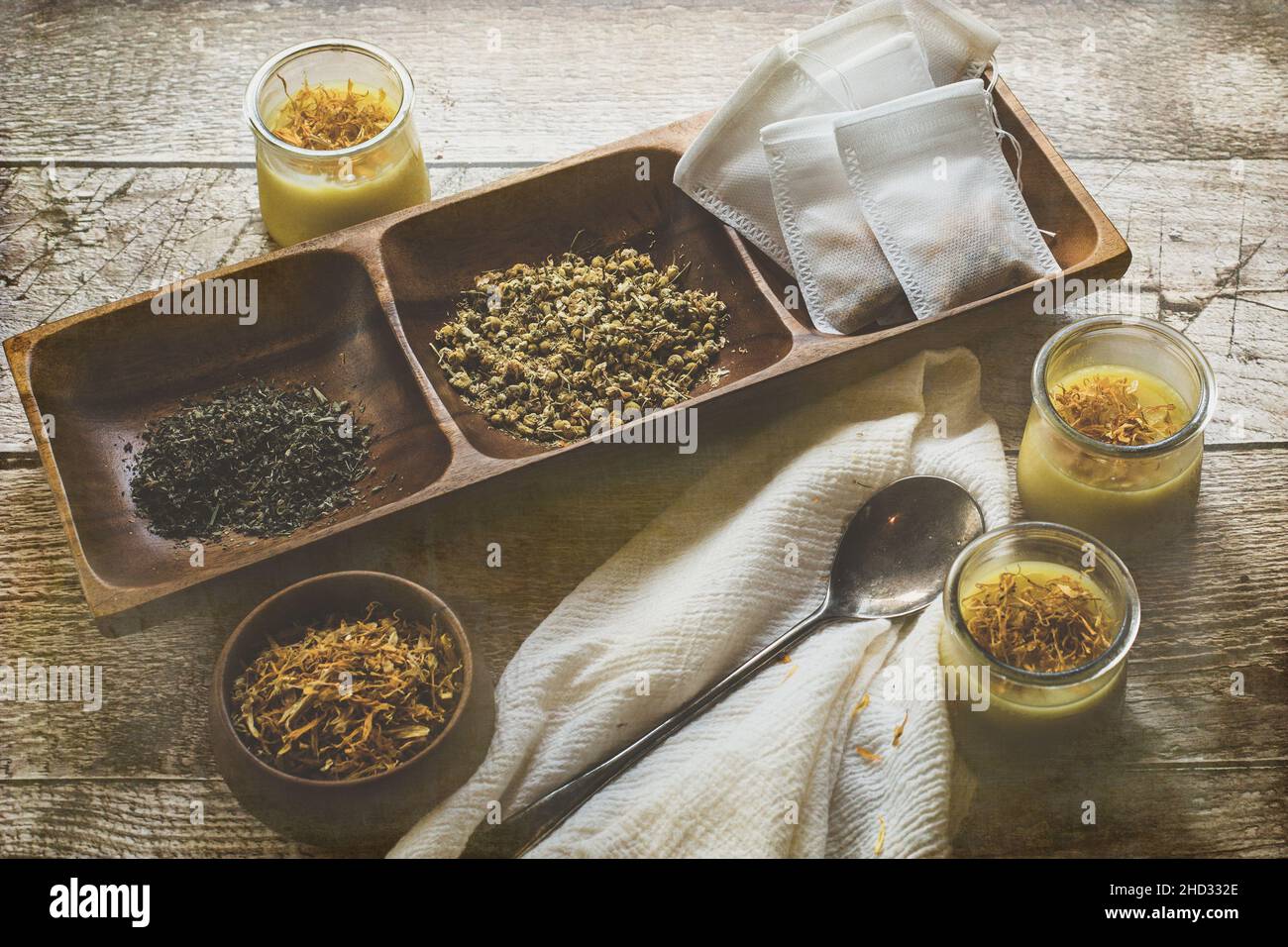 Natural Healing Herbs and Salve Stock Photo