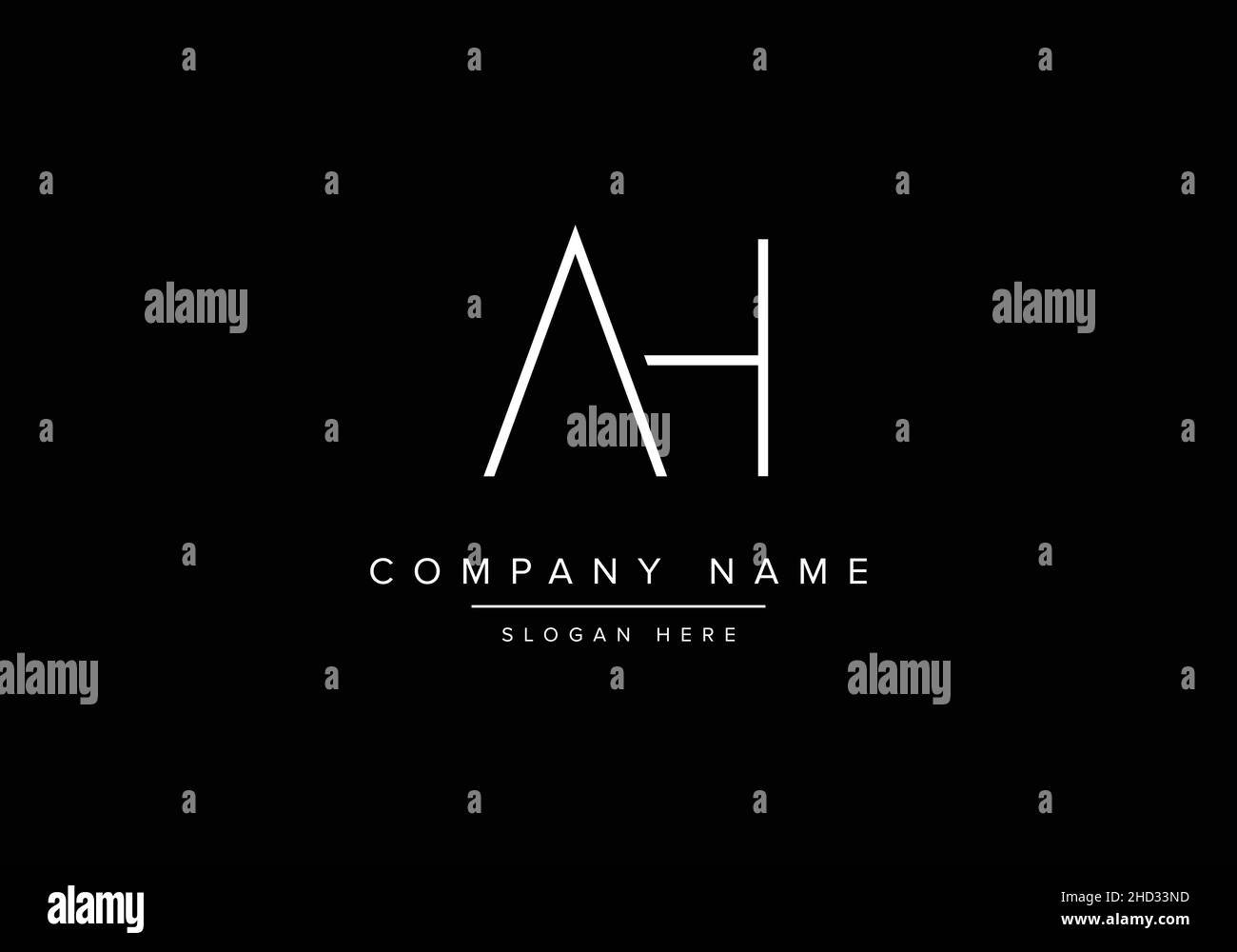 Letter AH monogram logo, intersection thin line design overlap outline Stock Vector