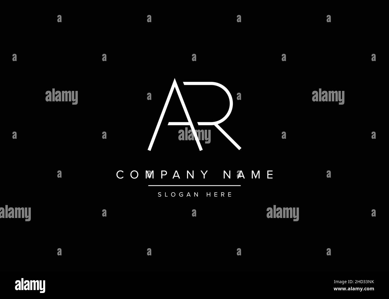 Letter AR monogram logo design, line art Stock Vector