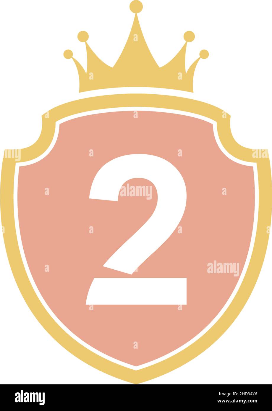 Number 2 with shield icon logo design illustration vector Stock Vector ...