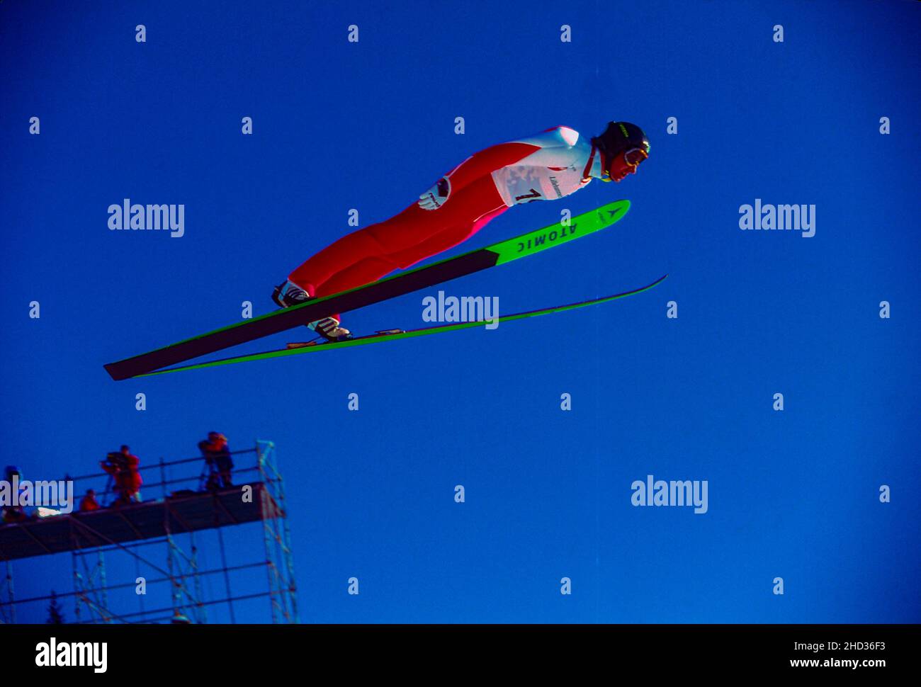Ladislav Dluhoš (CZE) competing in the Men's K120 individual ski jumping at the 1994 Olympic Winter Games Stock Photo
