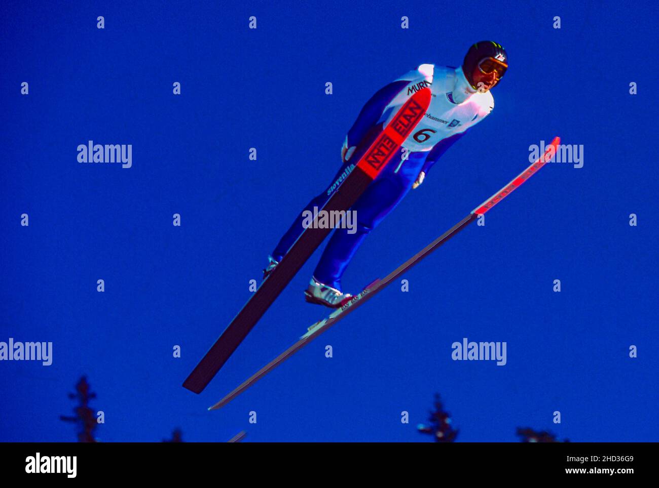Franci Petek (SLO) competing in the Men's K120 individual ski jumping at the 1994 Olympic Winter Games Stock Photo