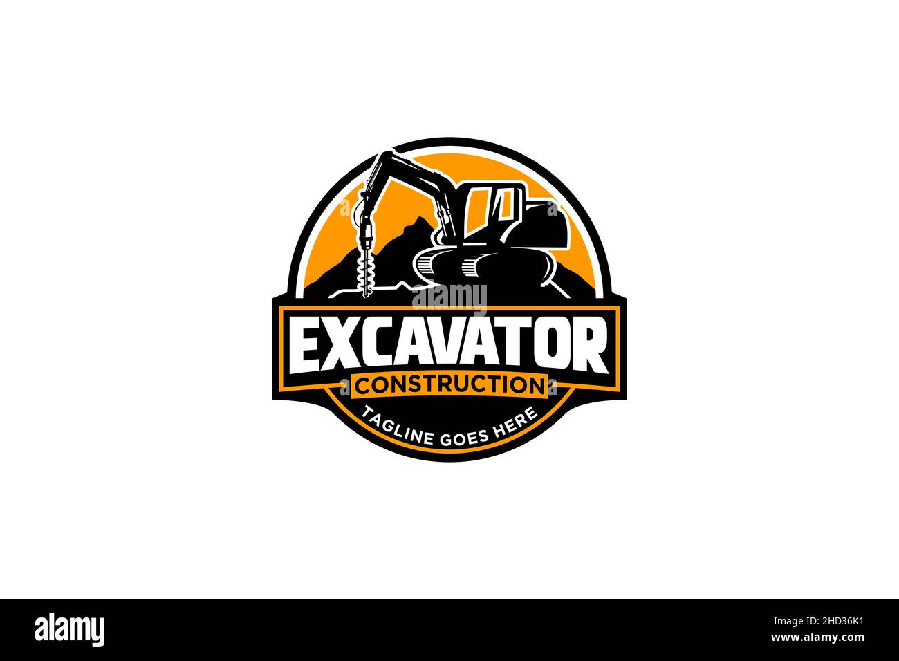 Excavator logo template vector. Heavy equipment logo vector for