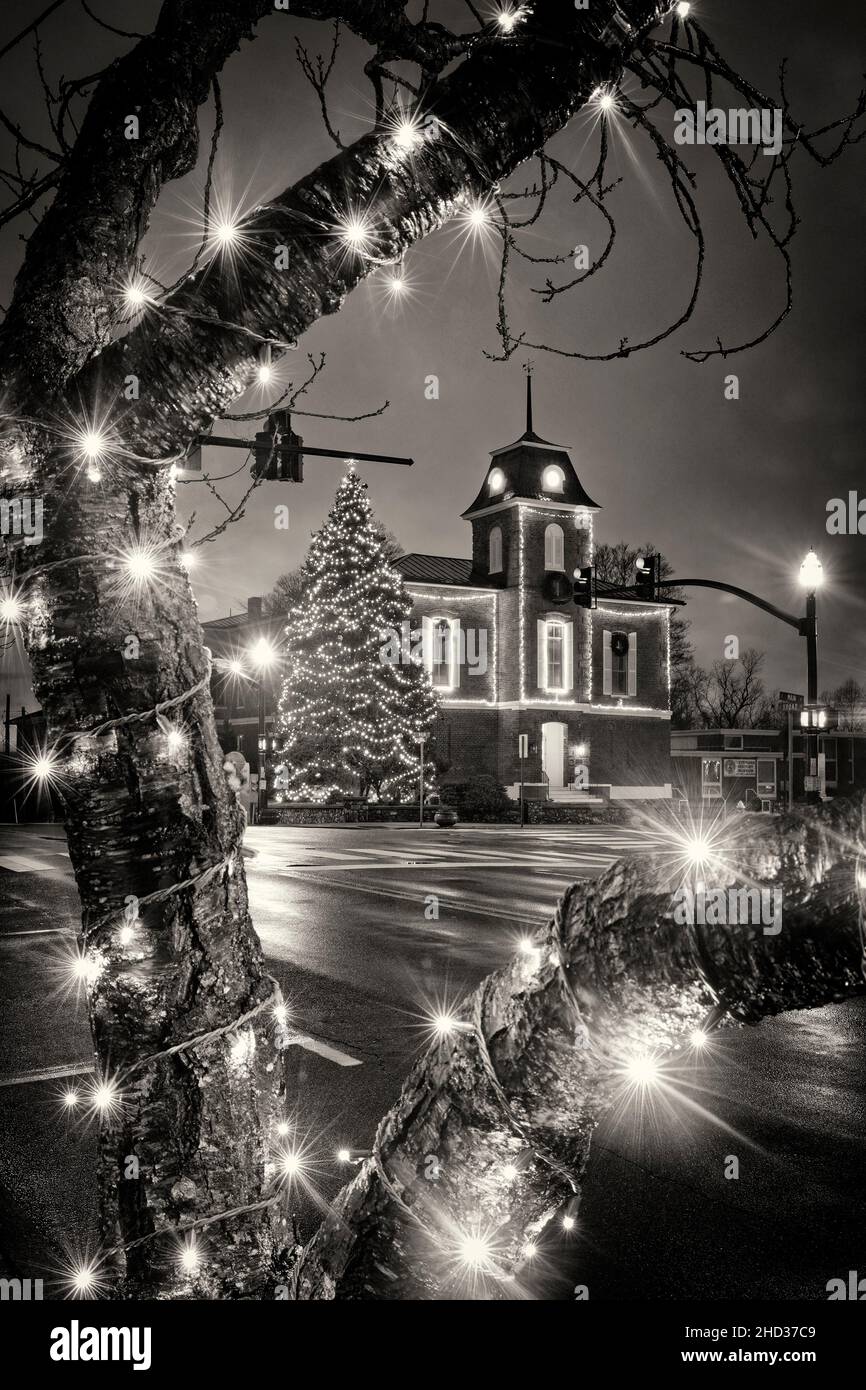 Christmas Tree and Lights at the Transylvania County Courthouse Main