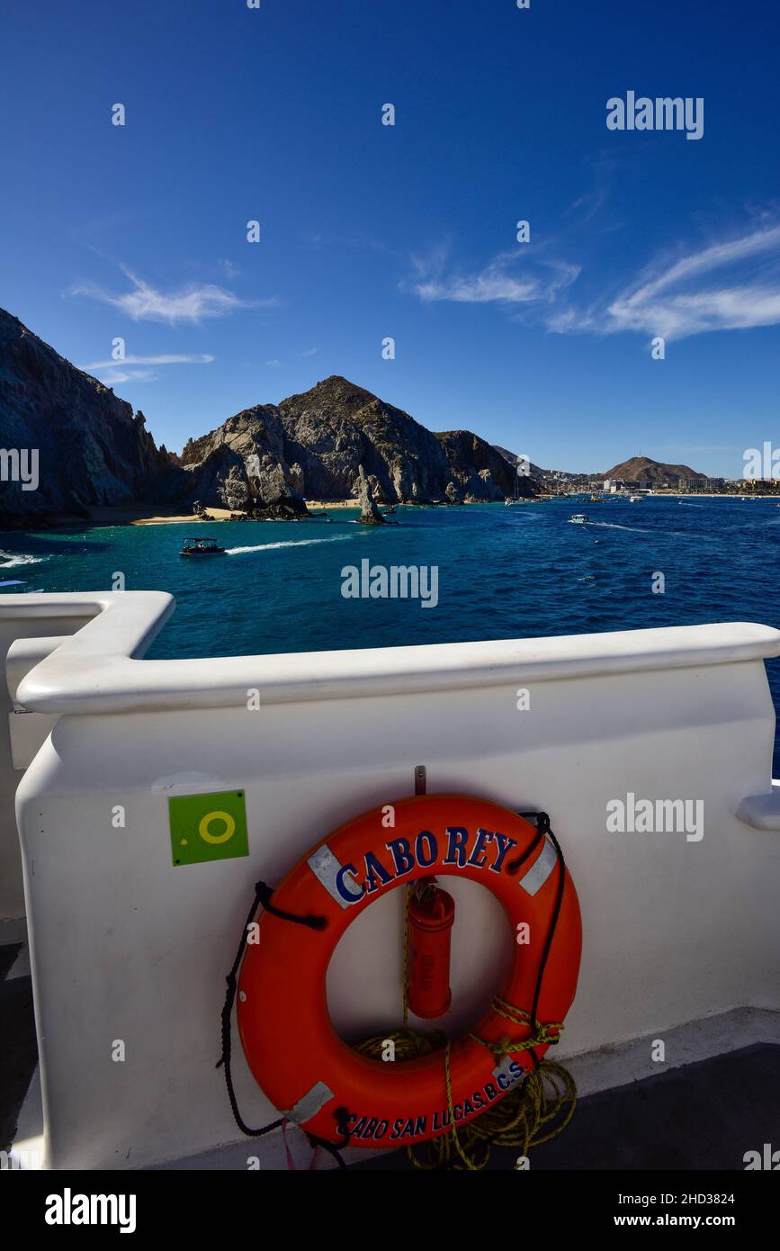 Tour boat at Cabo St Lucas, Mexico Stock Photo Alamy