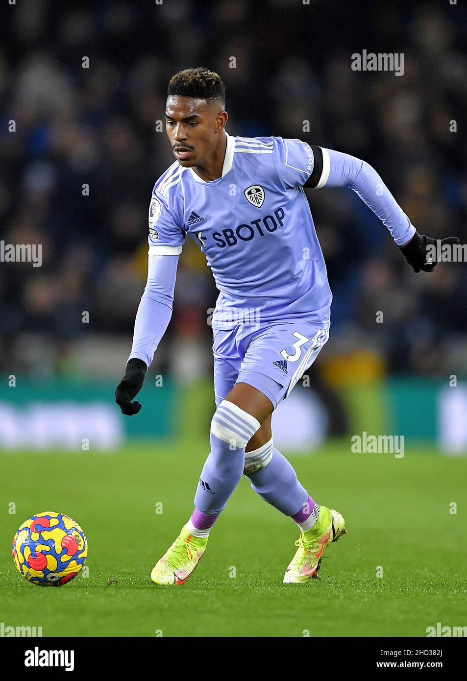 Junior Firpo of Leeds United - Brighton & Hove Albion v Leeds United, Premier League, Amex Stadium, Brighton, UK - 27th November 2021  Editorial Use Only - DataCo restrictions apply Stock Photo