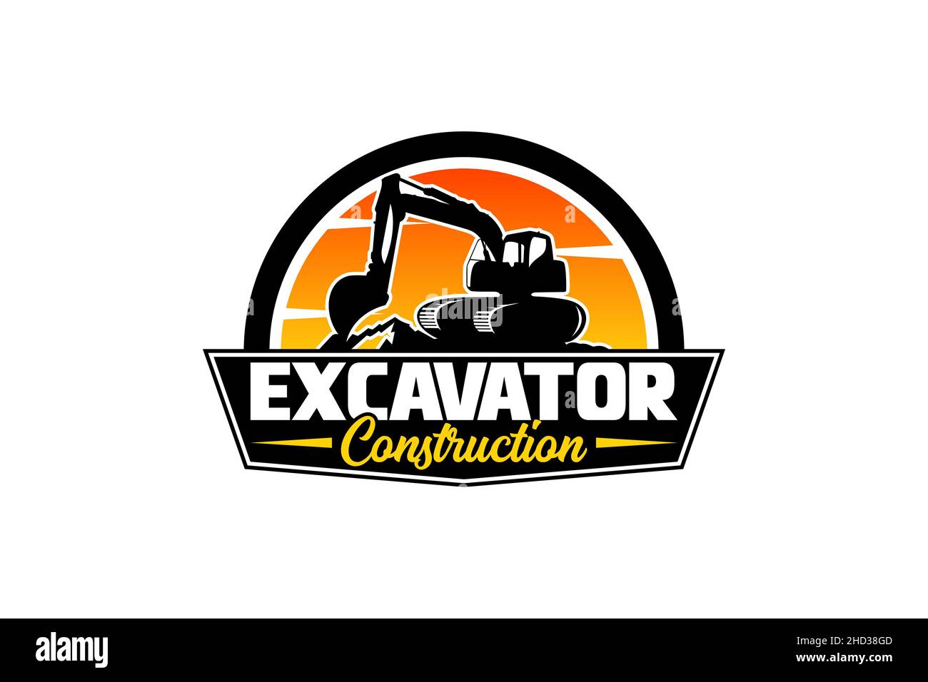 Excavator logo template vector. Heavy equipment logo vector for