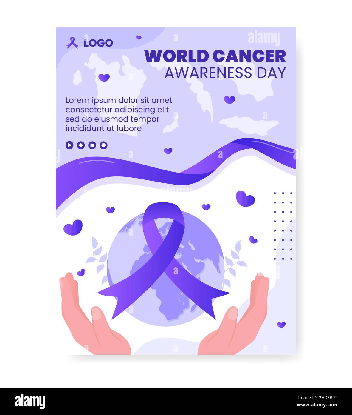World Cancer Day Poster Template Flat Design Health care Illustration