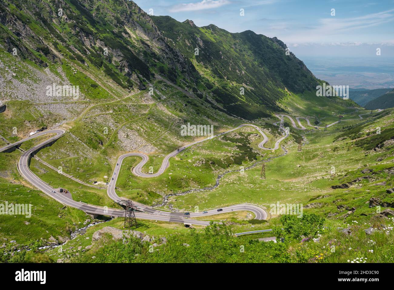 Landscape of the Transfagarasan road in summer, Romania Stock Photo